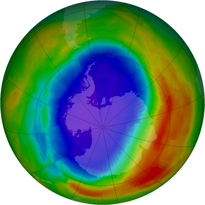 Antarctic ozone map for 12 October 1991